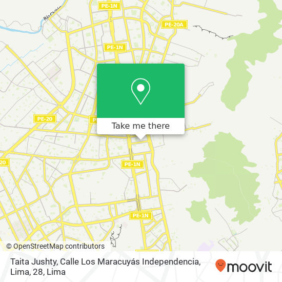 Mapa de Taita Jushty, Calle Los Maracuyás Independencia, Lima, 28