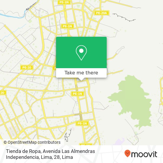 Mapa de Tienda de Ropa, Avenida Las Almendras Independencia, Lima, 28