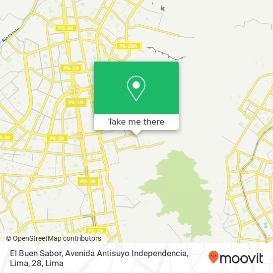 Mapa de El Buen Sabor, Avenida Antisuyo Independencia, Lima, 28