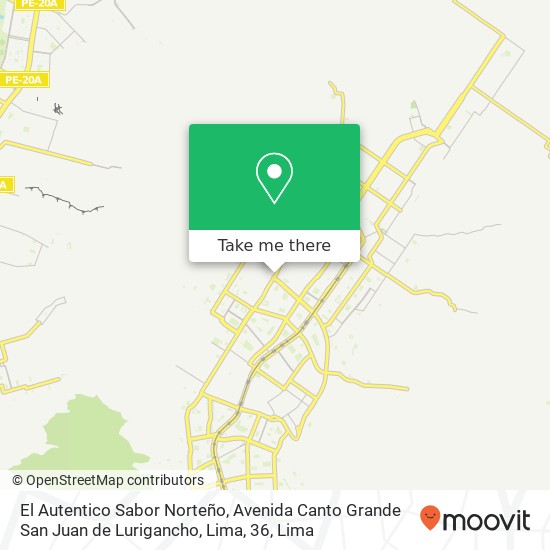 El Autentico Sabor Norteño, Avenida Canto Grande San Juan de Lurigancho, Lima, 36 map