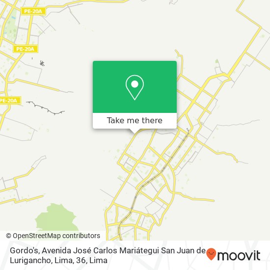 Gordo's, Avenida José Carlos Mariátegui San Juan de Lurigancho, Lima, 36 map