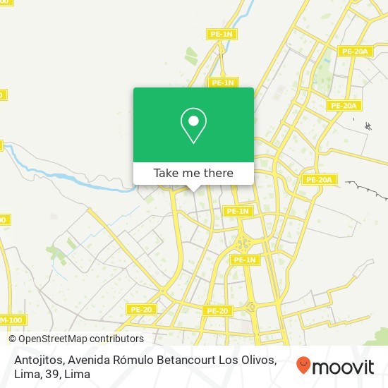 Mapa de Antojitos, Avenida Rómulo Betancourt Los Olivos, Lima, 39