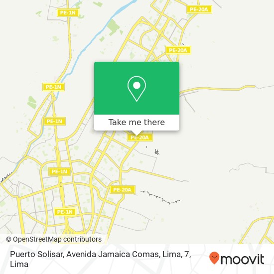 Mapa de Puerto Solisar, Avenida Jamaica Comas, Lima, 7