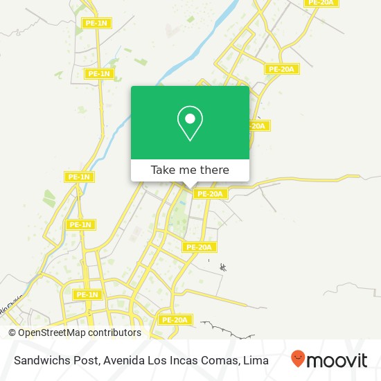 Mapa de Sandwichs Post, Avenida Los Incas Comas