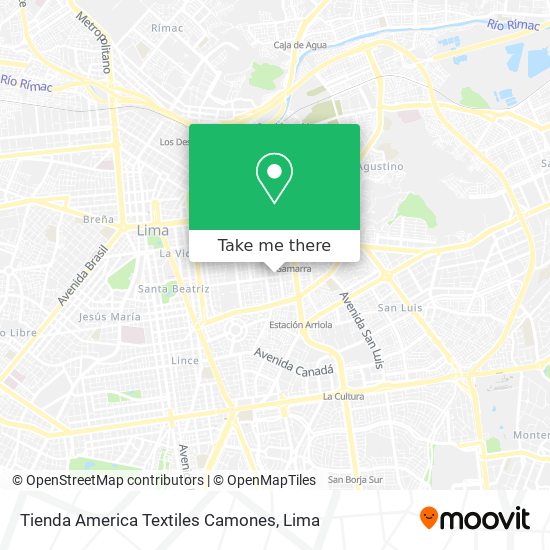 Mapa de Tienda America Textiles Camones