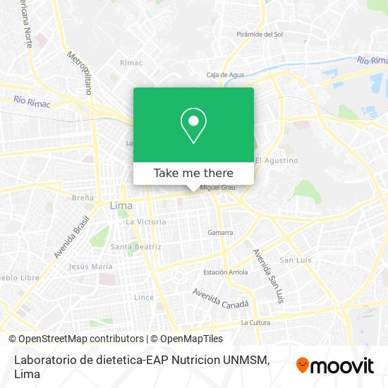 Laboratorio de dietetica-EAP Nutricion UNMSM map