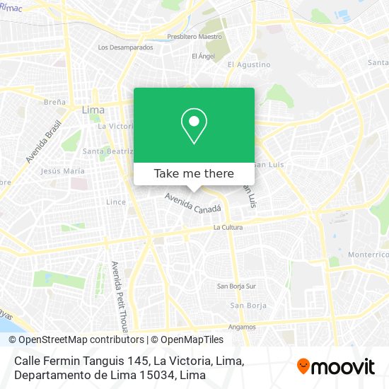 Calle Fermin Tanguis 145, La Victoria, Lima, Departamento de Lima 15034 map