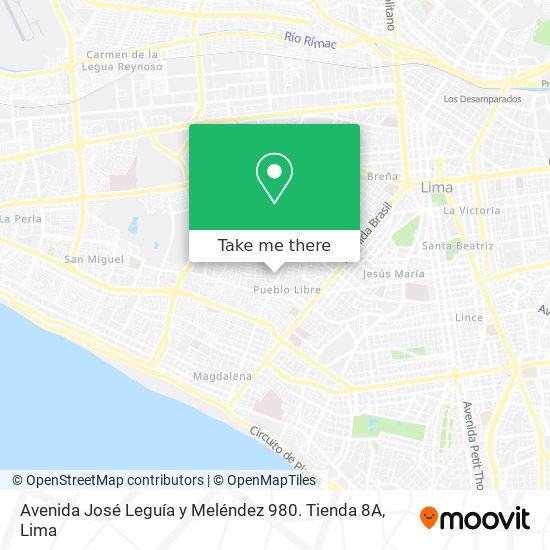 Avenida José Leguía y Meléndez 980. Tienda 8A map