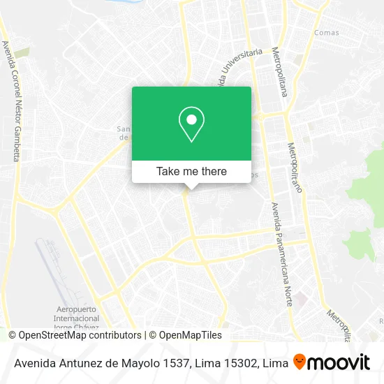 Mapa de Avenida Antunez de Mayolo 1537, Lima 15302