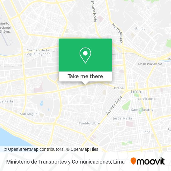 Ministerio de Transportes y Comunicaciones map