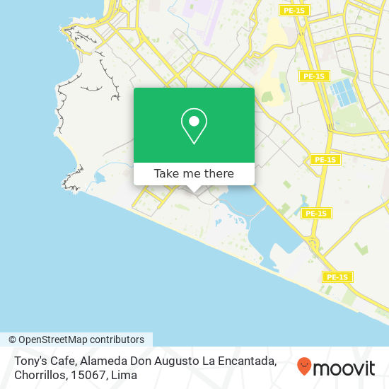 Mapa de Tony's Cafe, Alameda Don Augusto La Encantada, Chorrillos, 15067