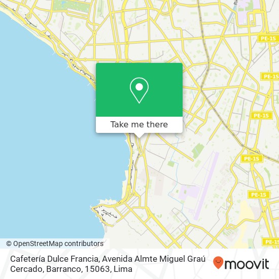 Cafetería Dulce Francia, Avenida Almte Miguel Graú Cercado, Barranco, 15063 map