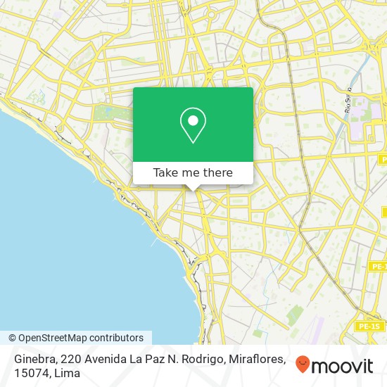 Mapa de Ginebra, 220 Avenida La Paz N. Rodrigo, Miraflores, 15074