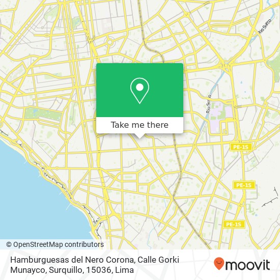 Hamburguesas del Nero Corona, Calle Gorki Munayco, Surquillo, 15036 map