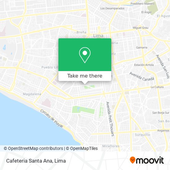 Cafeteria Santa Ana map