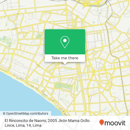 Mapa de El Rinconcito de Naomi, 2005 Jirón Mama Ocllo Lince, Lima, 14