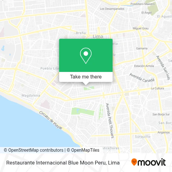 Restaurante Internacional Blue Moon Peru map