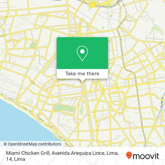 Miami Chicken Grill, Avenida Arequipa Lince, Lima, 14 map