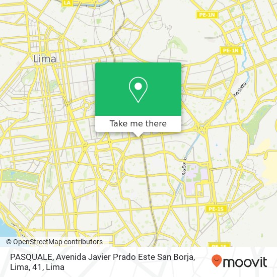 Mapa de PASQUALE, Avenida Javier Prado Este San Borja, Lima, 41