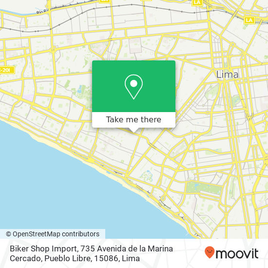 Mapa de Biker Shop Import, 735 Avenida de la Marina Cercado, Pueblo Libre, 15086