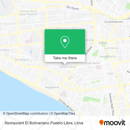 Restaurant El Bolivariano.Pueblo Libre map
