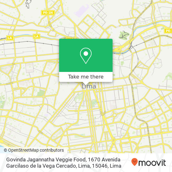 Govinda Jagannatha Veggie Food, 1670 Avenida Garcilaso de la Vega Cercado, Lima, 15046 map