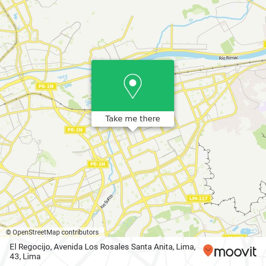 Mapa de El Regocijo, Avenida Los Rosales Santa Anita, Lima, 43