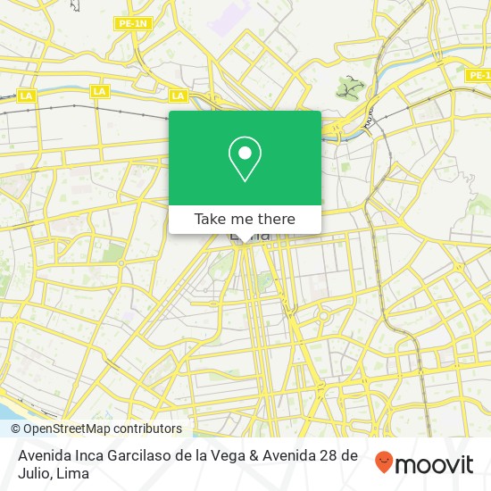 Avenida Inca Garcilaso de la Vega & Avenida 28 de Julio map
