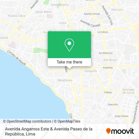 Mapa de Avenida Angamos Este & Avenida Paseo de la República