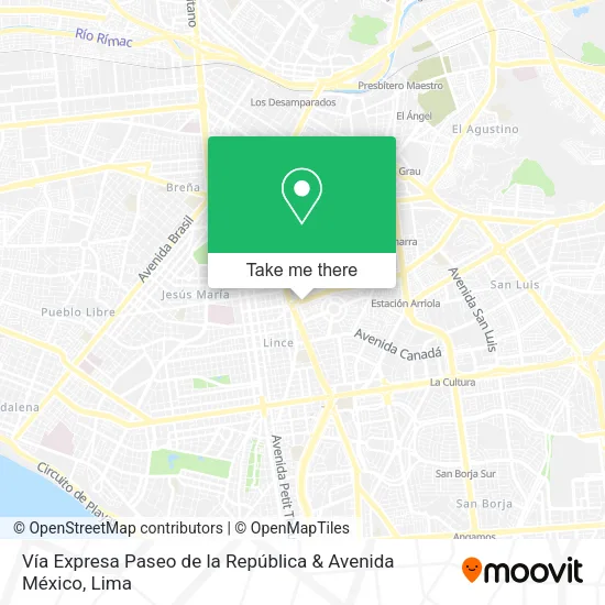 Mapa de Vía Expresa Paseo de la República & Avenida México