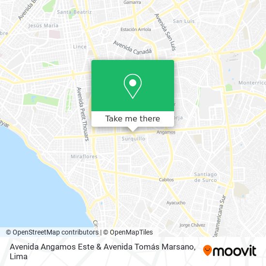 Mapa de Avenida Angamos Este & Avenida Tomás Marsano