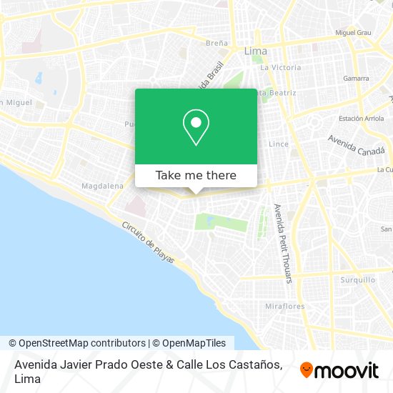 Avenida Javier Prado Oeste & Calle Los Castaños map