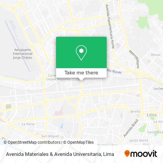 Mapa de Avenida Materiales & Avenida Universitaria