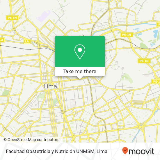 Mapa de Facultad Obstetricia y Nutrición UNMSM