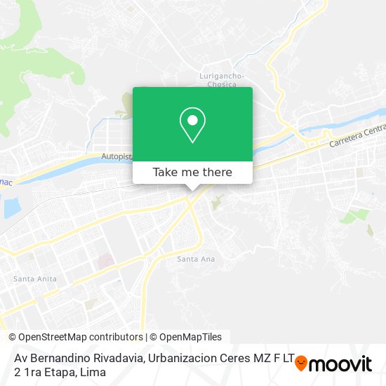 Av Bernandino Rivadavia, Urbanizacion Ceres MZ F LT 2 1ra Etapa map