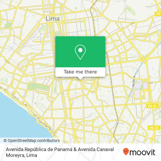 Avenida República de Panamá & Avenida Canaval Moreyra map