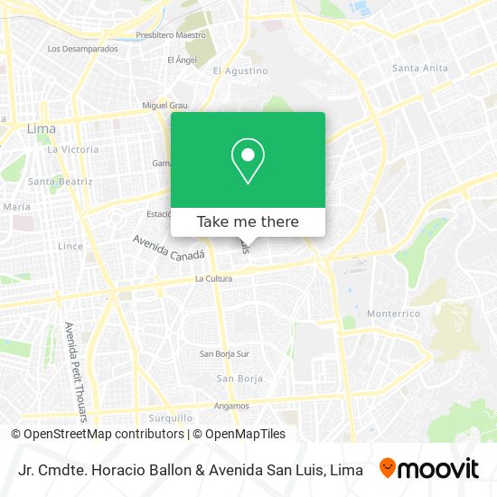 Jr. Cmdte. Horacio Ballon & Avenida San Luis map