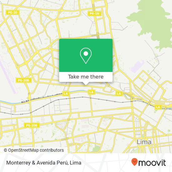 Mapa de Monterrey & Avenida Perú
