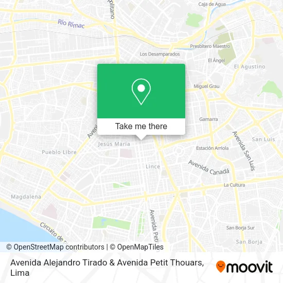 Mapa de Avenida Alejandro Tirado & Avenida Petit Thouars