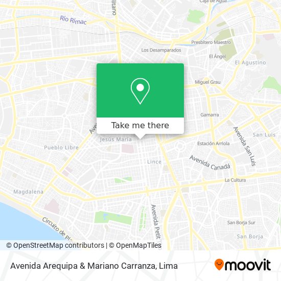 Avenida Arequipa & Mariano Carranza map