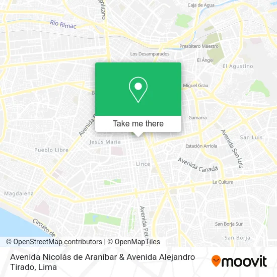 Mapa de Avenida Nicolás de Araníbar & Avenida Alejandro Tirado