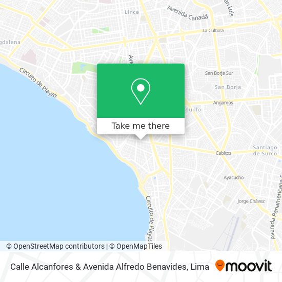 Mapa de Calle Alcanfores & Avenida Alfredo Benavides