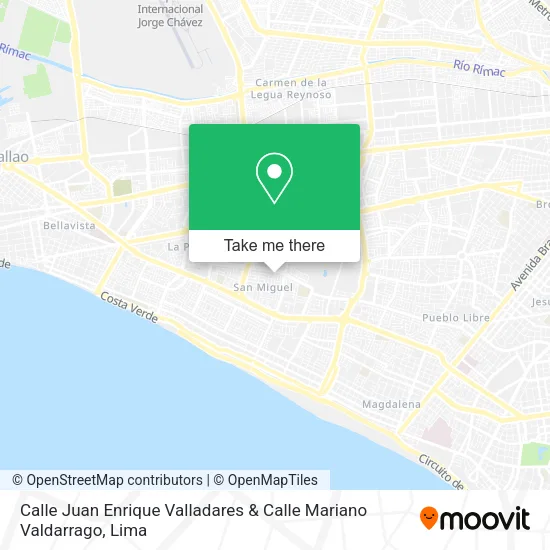 Mapa de Calle Juan Enrique Valladares & Calle Mariano Valdarrago