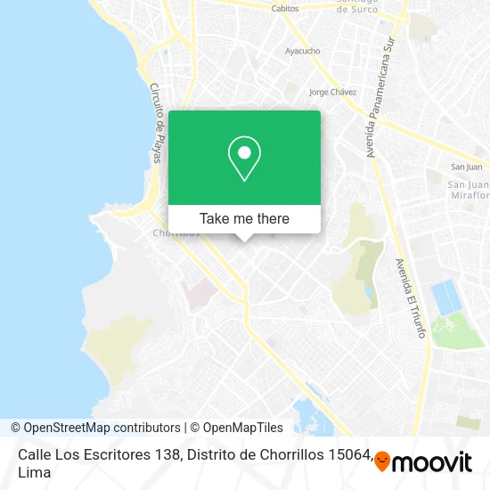 Mapa de Calle Los Escritores 138, Distrito de Chorrillos 15064
