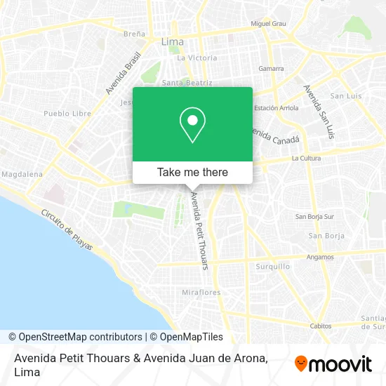 Mapa de Avenida Petit Thouars & Avenida Juan de Arona