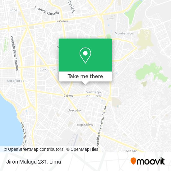 Jirón Malaga 281 map