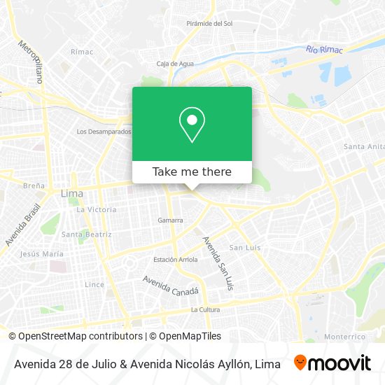 Mapa de Avenida 28 de Julio & Avenida Nicolás Ayllón