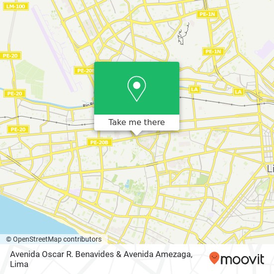 Mapa de Avenida Oscar R. Benavides & Avenida Amezaga