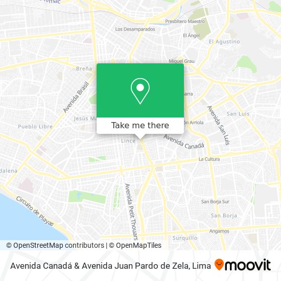 Mapa de Avenida Canadá & Avenida Juan Pardo de Zela