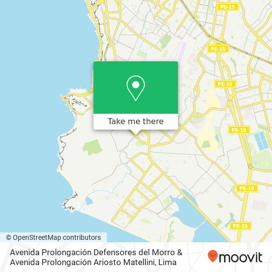 Avenida Prolongación Defensores del Morro & Avenida Prolongación Ariosto Matellini map